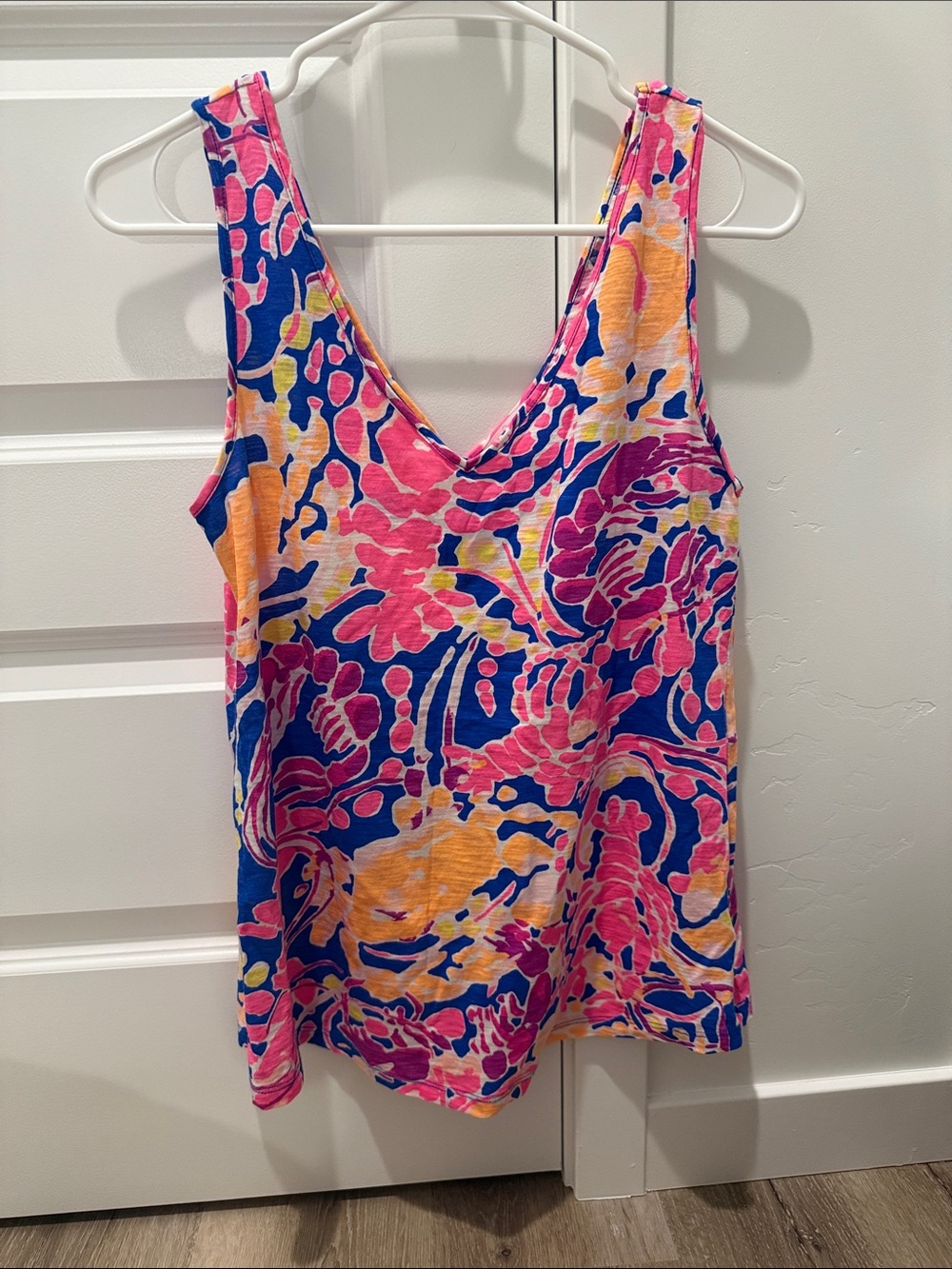 Lilly Pulitzer Pink, Blue & Yellow Floral V-Neck Gigi Tank